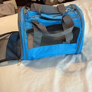 Soft-Sided Pet Carrier Blue Mesh Small Dog Cat Travel Bag 14x11x9
